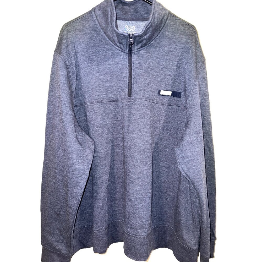 New Ocean & Coast Mens 2XL Navy Blue Half-Zip Pullover Sweatshirt High Neck